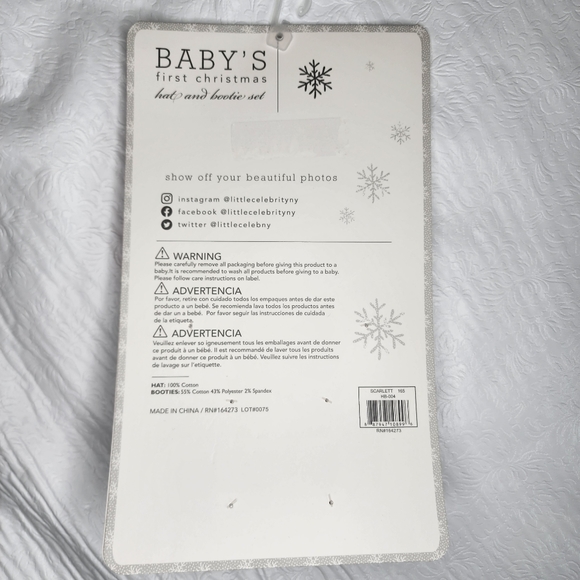 Baby Hat and Booties Set Scarlett Red and Silver Infant Size 0-6 Months NWT - Picture 5 of 9